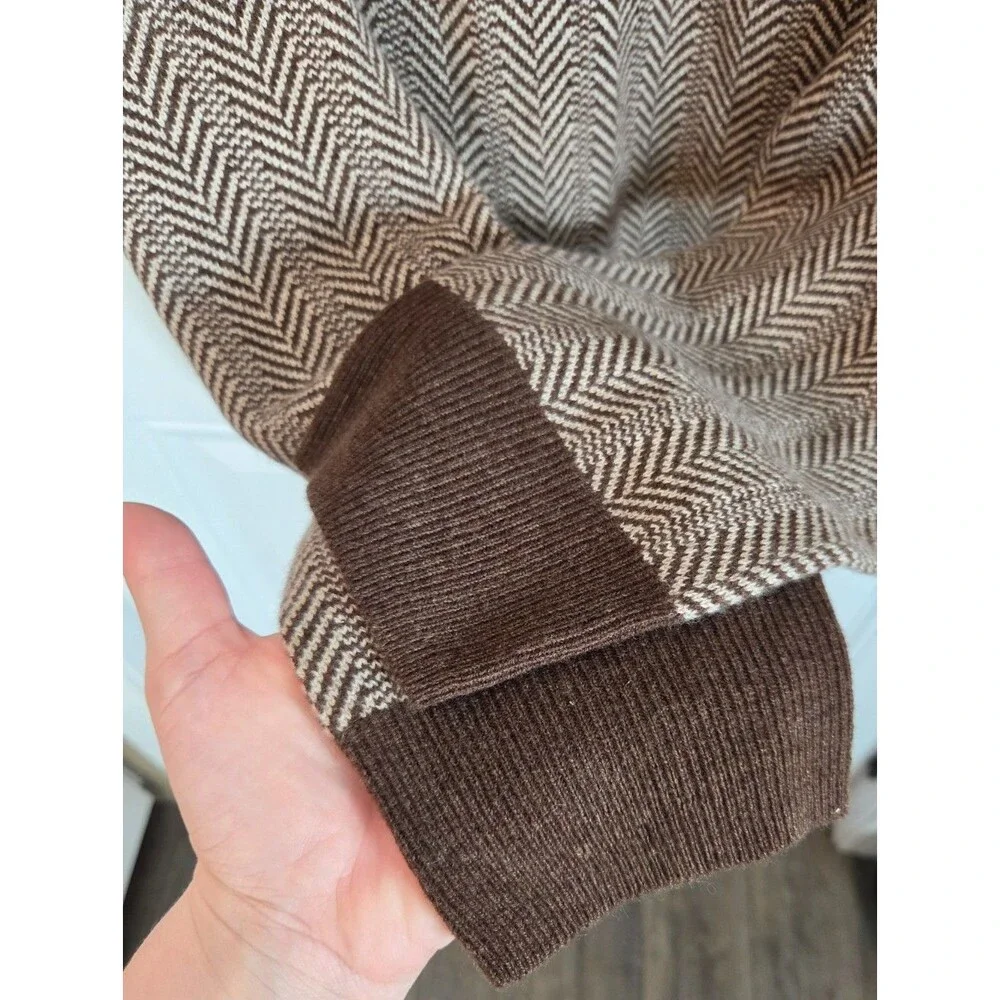 NWT J. Crew Mens Cashmere Crewneck Sweater Size XL Jacquard Herringbone
